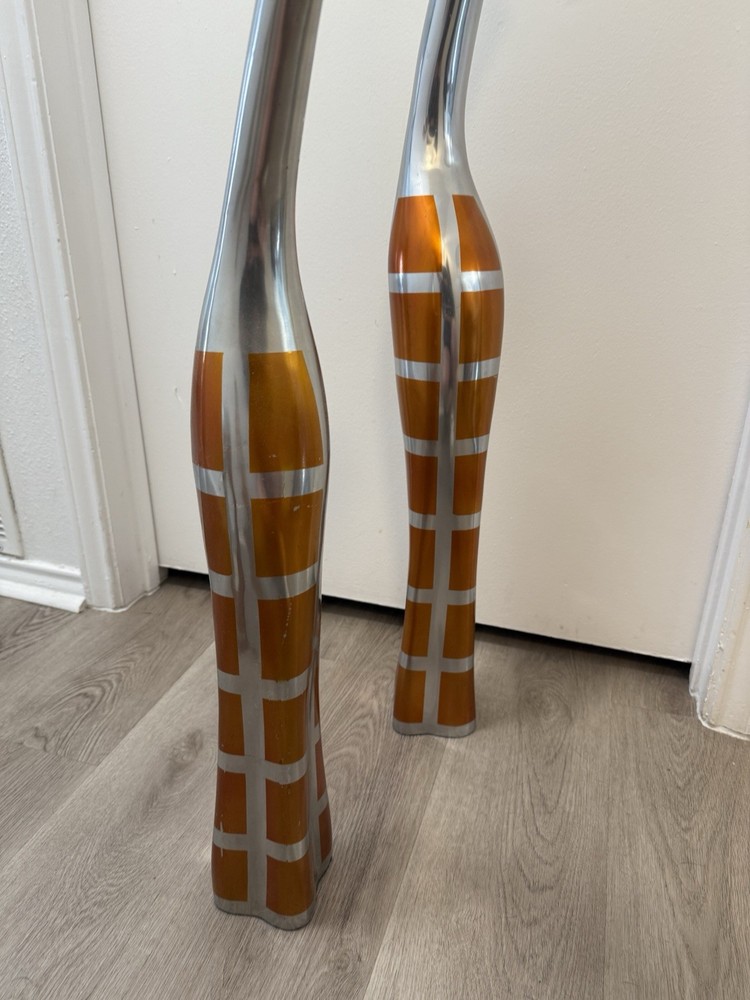 Orange And Silver Vases