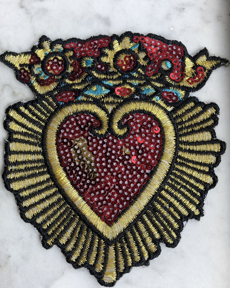 New Sequin Heart Crown Applique