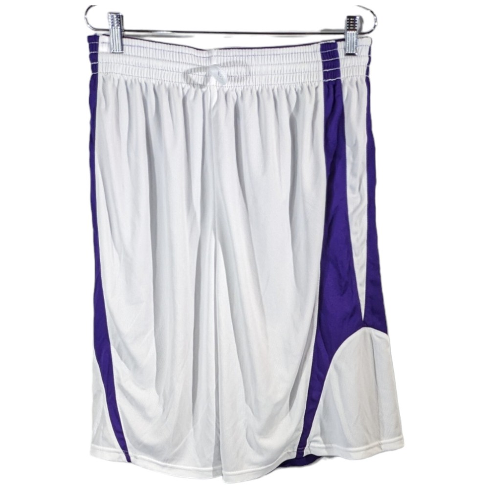 White and Purple Reversible Athletic Team Shorts Mens Small Drawstring