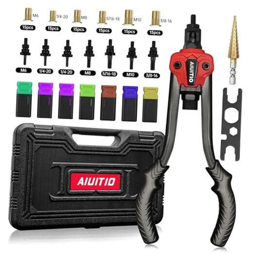 Rivet Nut Tool with a Step Drill Bit & 90 Rivnuts, 13" Heavy Duty Rivnut Tool