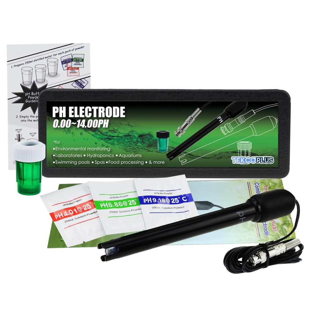 0-14 pH Electrode Probe, pH Meter with Replacement BNC Connector and 300cm Ca...
