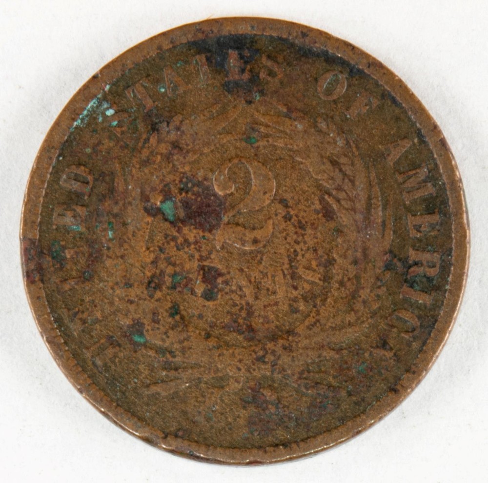 1868 2 Cent Copper Piece About Good