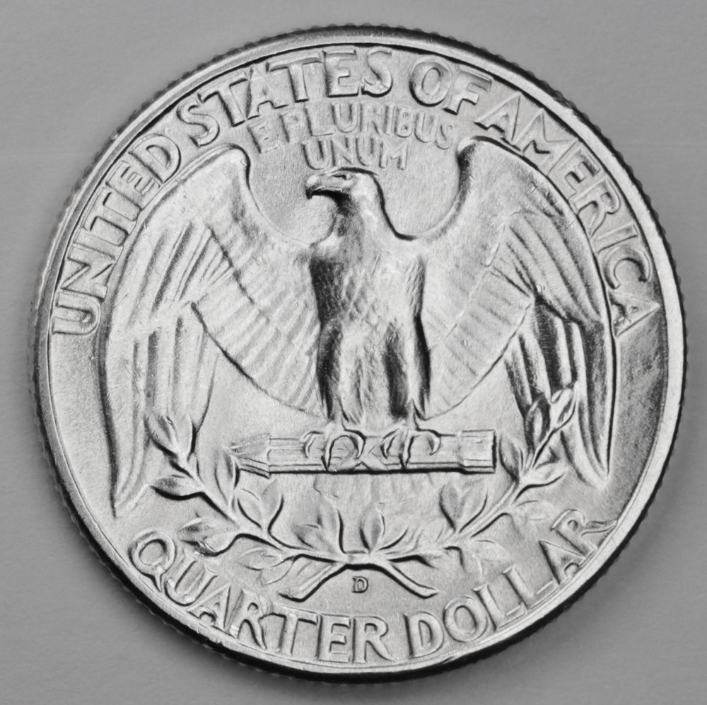 1945-d Washington Quarter. Blast White/Minimum Bag Marks. Choice BU. (Inventory)