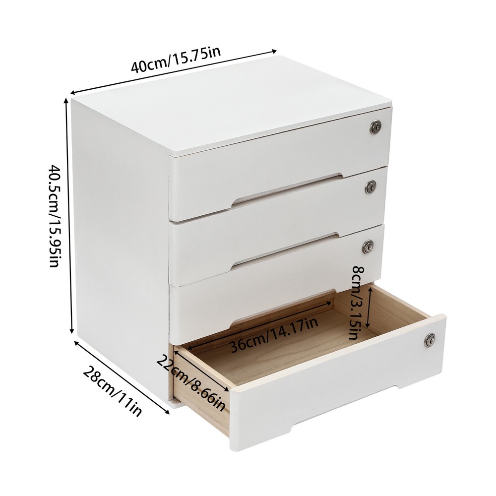 Desktop Storage Box 4-layer with Lockable Drawers Office Supplies File Organizer