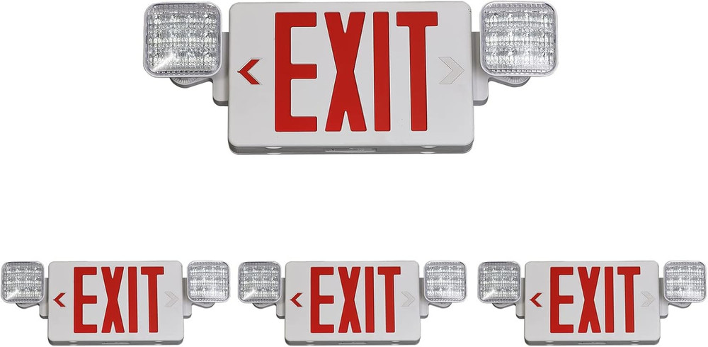TANLUX Red Exit Sign with Emergency Lights, LED Emergency Exit Light with Batter