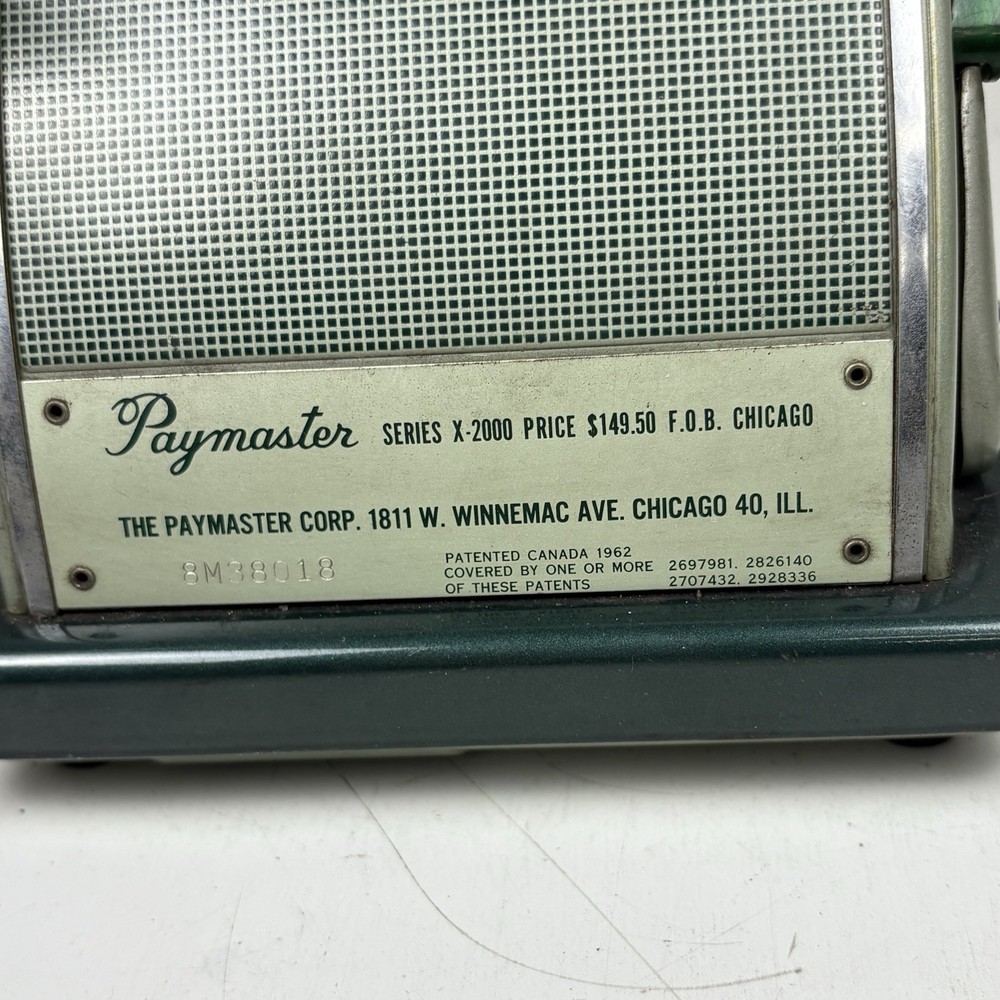 Paymaster X-2000 Check Writer w/ Keys Vintage Locked Needs Service