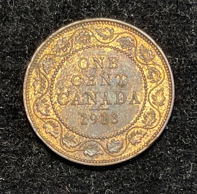 1913 Canada One Large Cent Coin High Grade