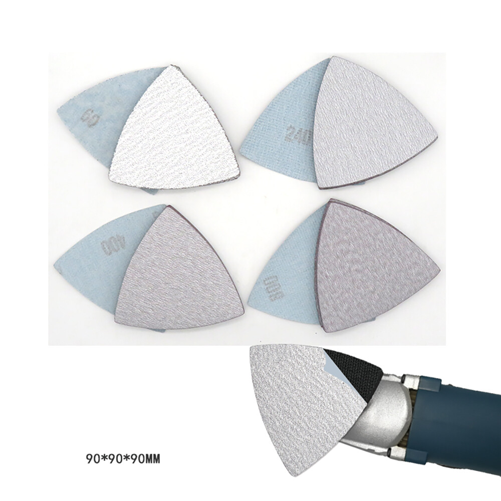 60-1000Grit 90*90*90mm Mouse Sanding Sheets Triangular Sander Pad White Dry Sand