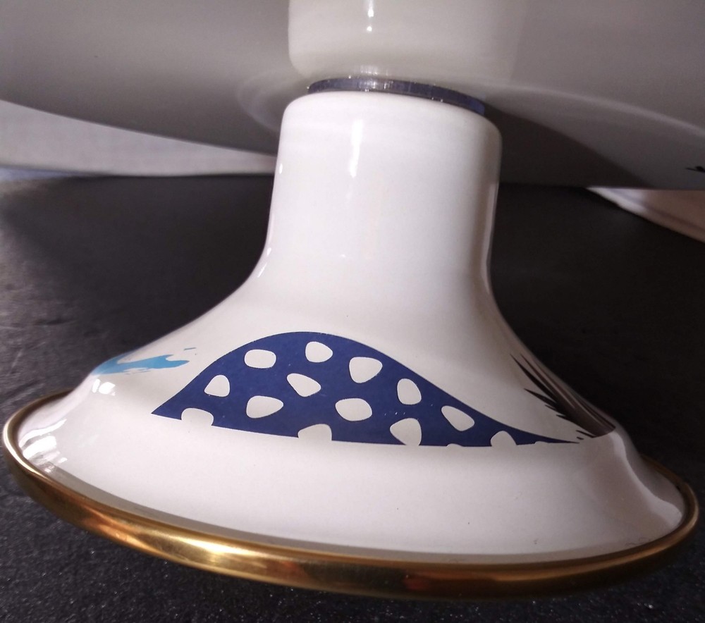 Flashback Footed Cake Serving Plate Enamelware Retro Funky Made In Turkey