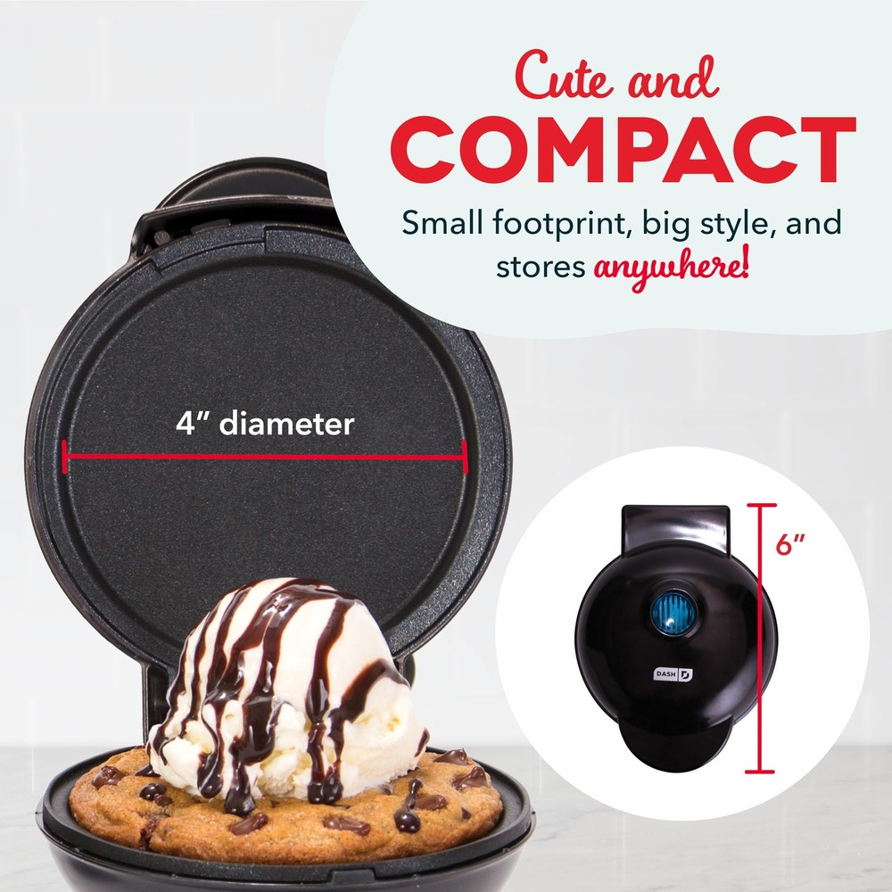 Dash Maker Mini Round Electric Griddle Machine For Individual Pancakes Black