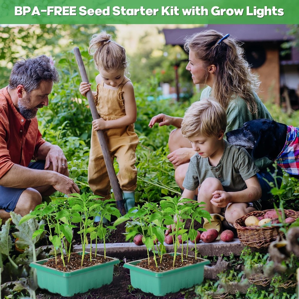 Seed Starter Trays with Grow Lights, 72 Cells Seed Starter Kit with Lights