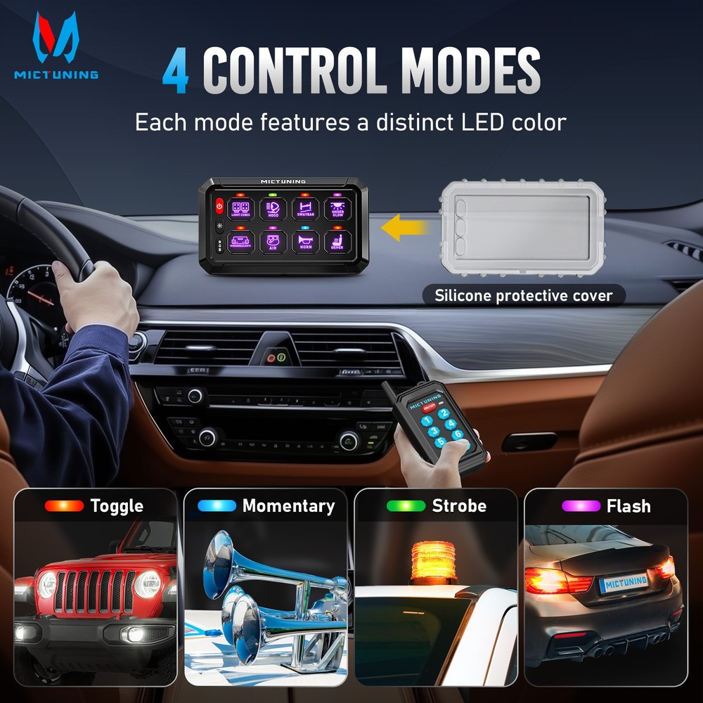 P1Y APP Wireless Remote Switch Panel Toggle Strobe Circuit Relay Control System