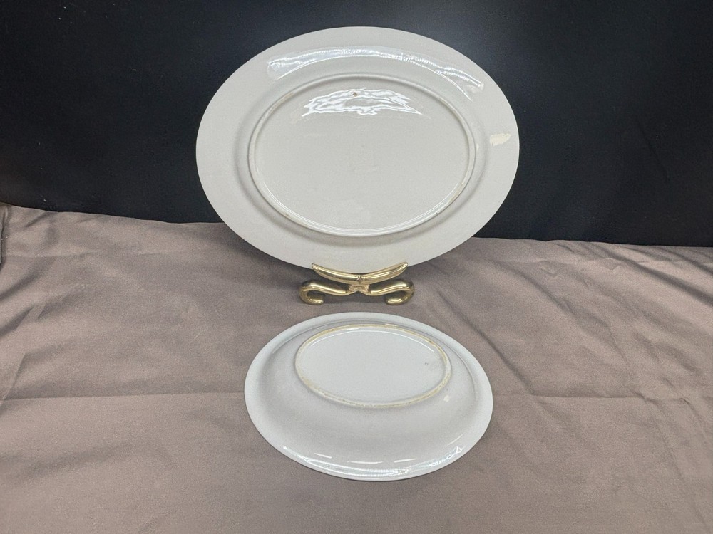 Castleton "CASTLETON MANOR" USA ~ 2 Piece Serving Set: Platter, Oval Bowl
