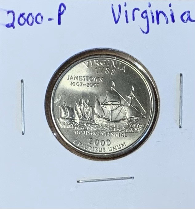 2000-P Virginia State Quarter Mint State *Nice Luster Sleeved