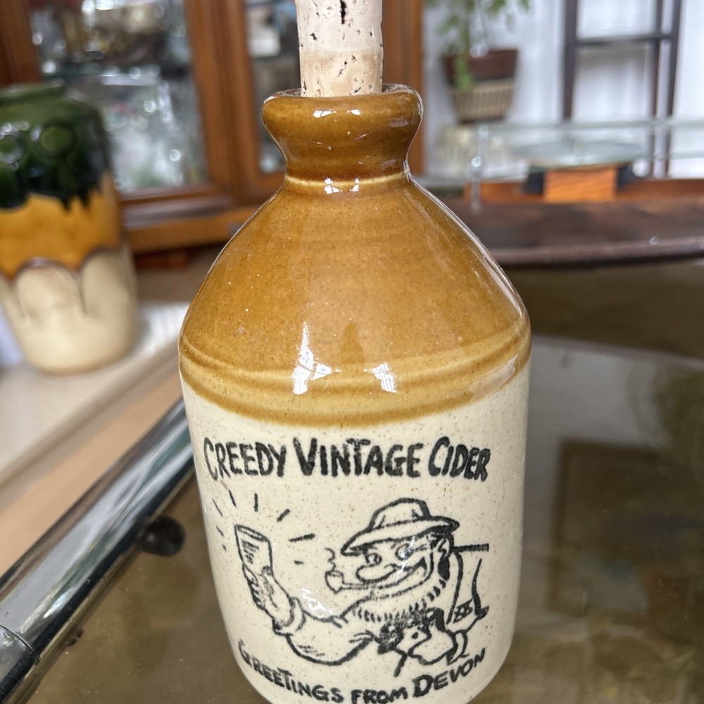 Vintage Empty  Stoneware Creedy Cider Devon  Flagon 18cm