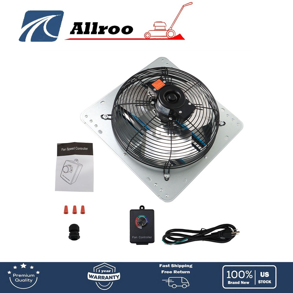 940CFM 12" Wall Mounted Shutter Exhaust Fan Aluminum High Speed With Controller