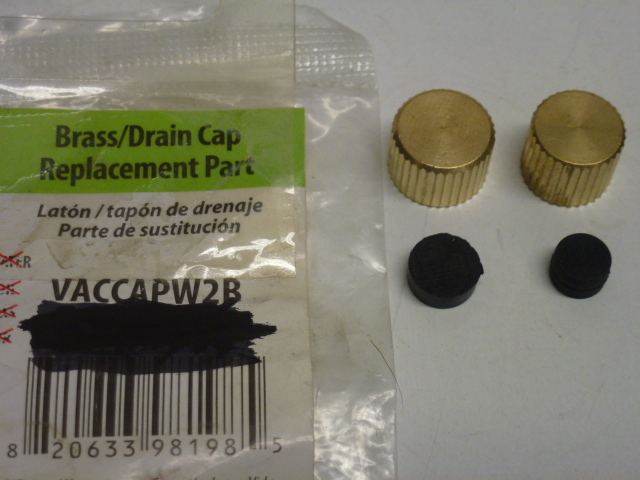 HOMEWERKS BRASS DRAIN CAP, 5/16" & 3/8", 2-Pk, #VACCAPW2B