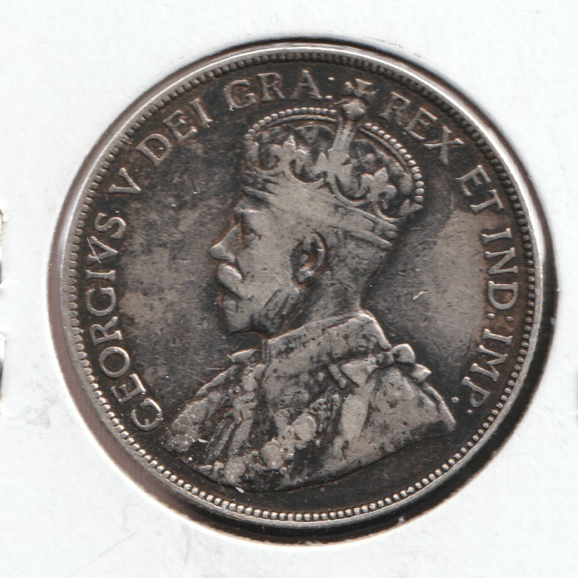 1913 Canada - KGV Half Dollar - Silver Coin