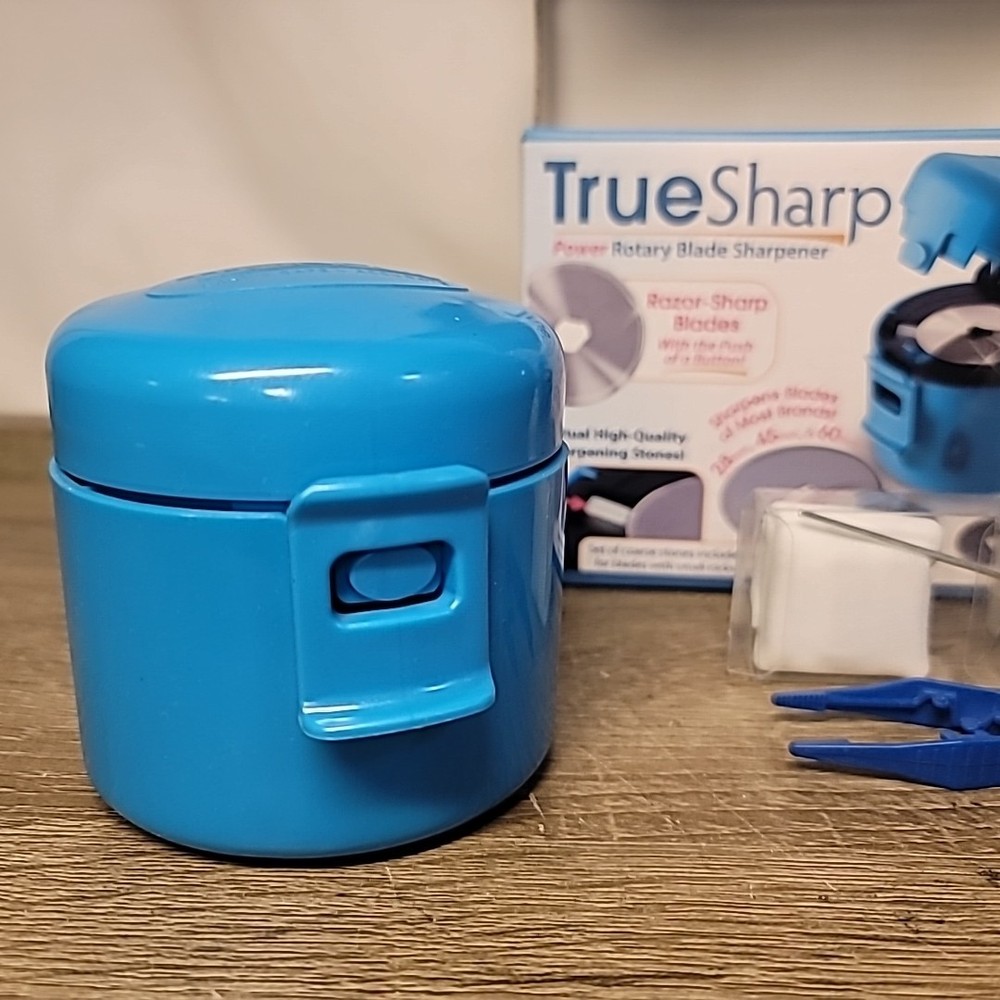 TRUE SHARP TrueCut High Quality Power Rotary Blade Sharpener Blue
