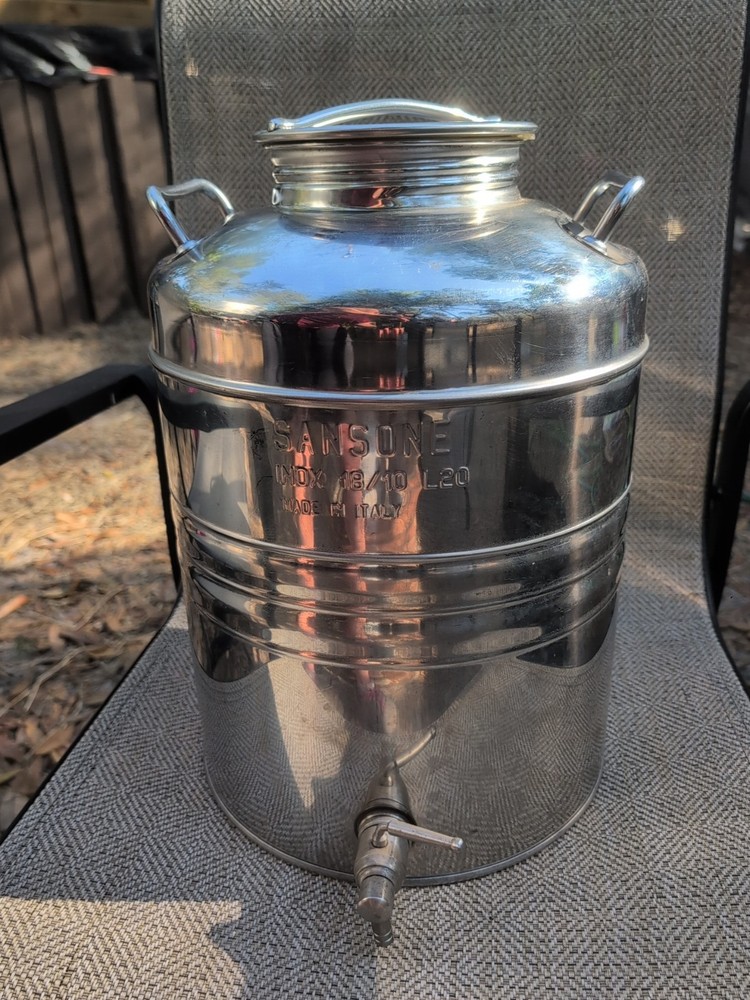 SANSONE 20 Liter Stainless Steel Water/Oil Dispenser Inox 18/10 Has Spout  Rare