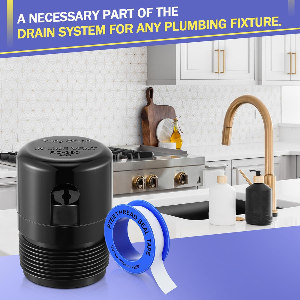 Enhon 1-1/2 Inch NPT ABS in Line Vent, Diaphragm RV Air Admittance Valve