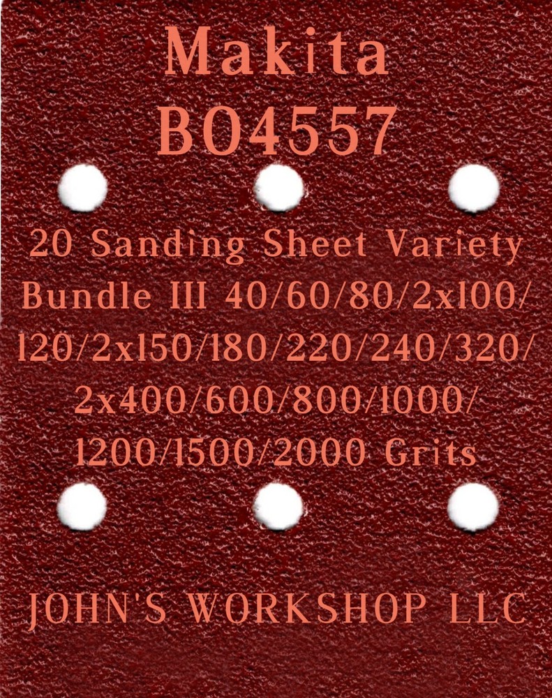 Makita BO4557 - 17 Different Grits - 20 Sheet Variety Bundle III