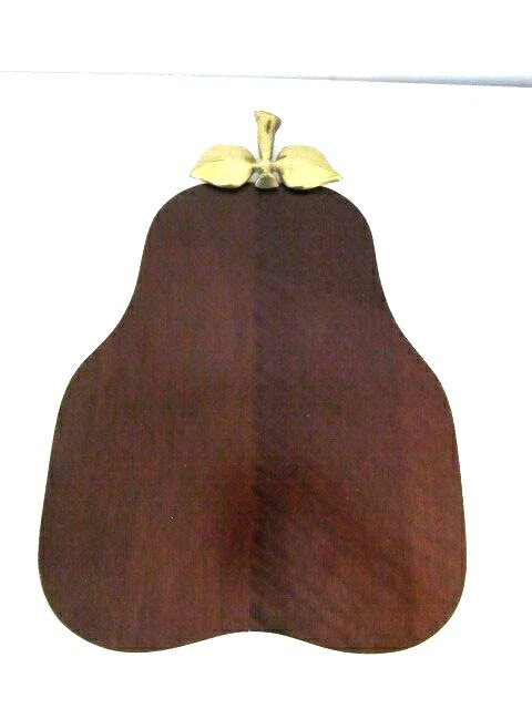 Solid Wood Pear Shaped Cutting Board With Brass