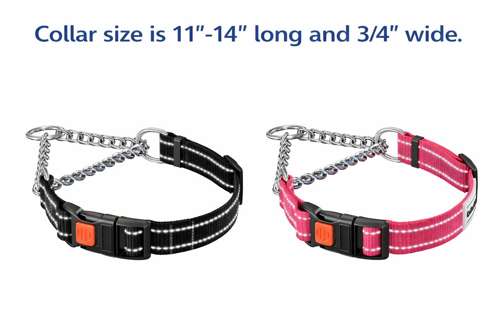 Anti Pull Dog Collar Reflective Chain Training Collar Small Medium Dogs 11-14”