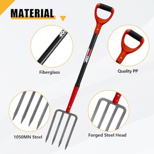 4-Tine Pitch Fork Garden Digging Fork Spading Fork Heavy Duty Pitchfork for