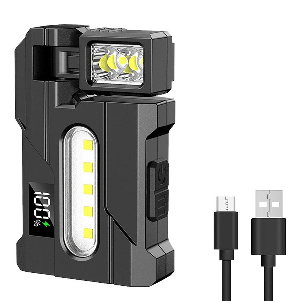 LED Magnetic Work Light USB Rechargeable Flashlight with Side White Red Blue LED