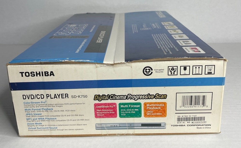 Toshiba (SD-K750) DVD & CD Player MULTI FORMAT & PLAYBACK & WIRELESS REMOTE