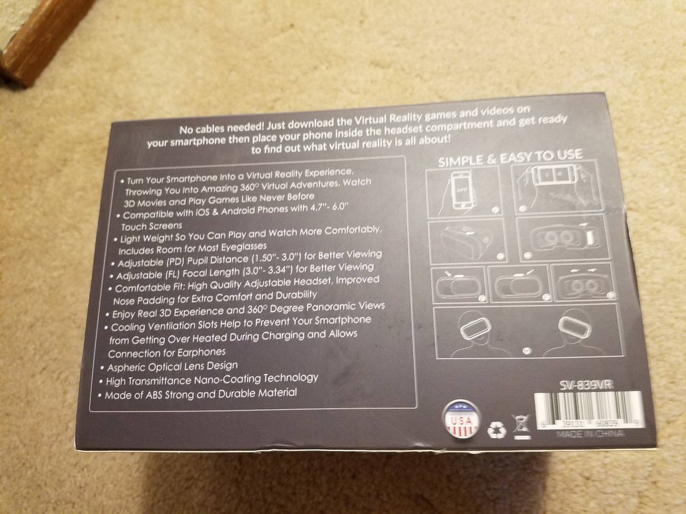 Sharper view Virtual Reality Headset (sv839vr)