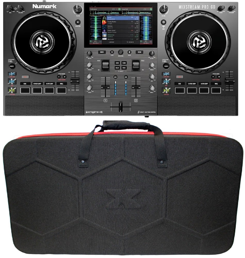 Numark Mixstream Pro Go Battery Powered Streaming DJ Controller + Hard Shell Bag