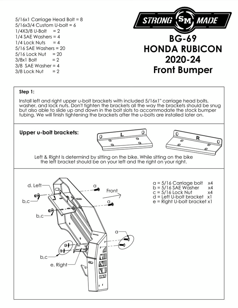 FRONT BUMPER HONDA RUBICON 2020-2024
