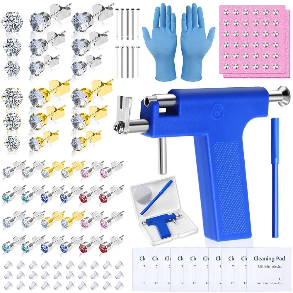 Ear Piercing Gun with Piercing Tools Kit, Professional Ear Nose Piercing Gun ...