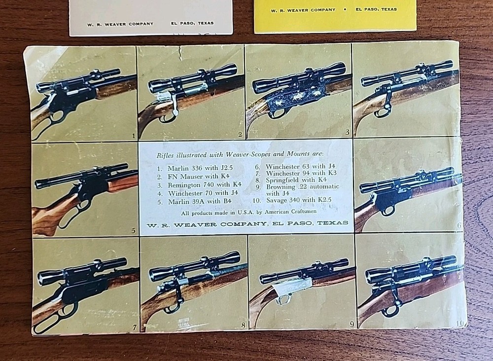 Weaver Scopes Catalog & Pamphlets Model K, Model B, 1960 Catalog