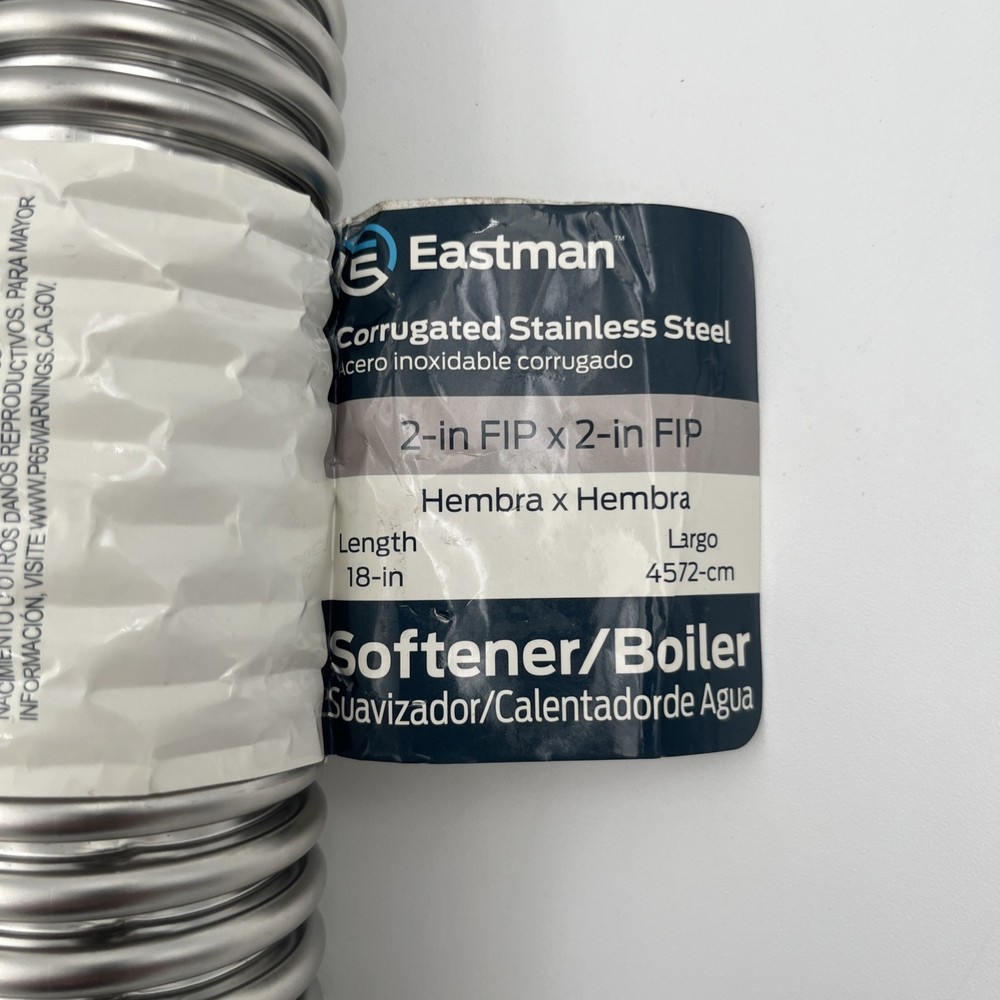 18 Inch Water Heater Connector, 2 X 2 Inch FIP, Corrugated Stainless Steel Water