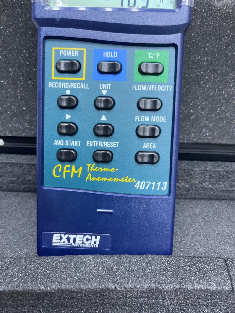 Extech CFM Thermo-Anemometer Model 407113 (Meter Only, No Probe)