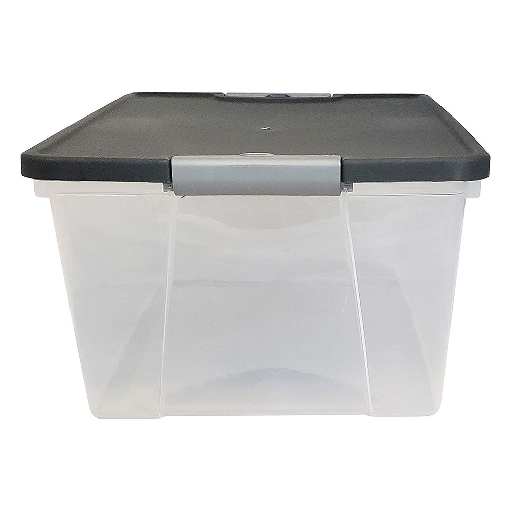 Homz 15 Qt Stackable Plastic Storage Container w/Snaplock Lid, Gray (4 Pack)
