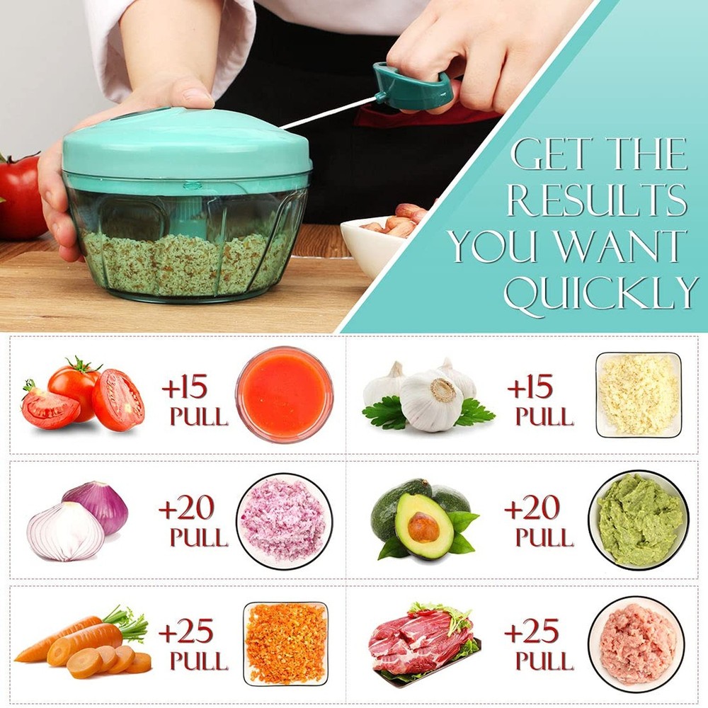 Ourokhome Manual Food Processor Vegetable Chopper, Portable Hand Pull String ...