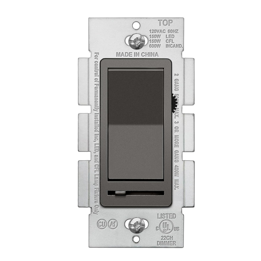 Matte Brown Dimmer Wall Light Switch, Single Pole or 3-Way, Compatible with Dim