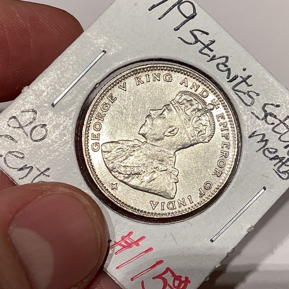 Straits Settlements 1919 20 Cents AU+