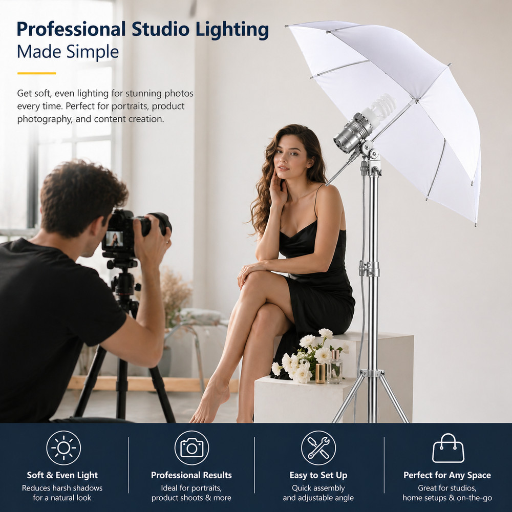 Photography Umbrella 33" Soft Light Diffuser Studio Flash Reflector White