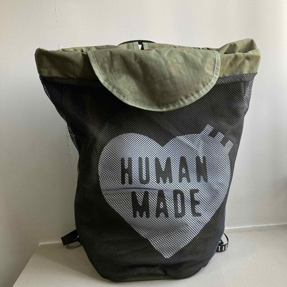 Human Made Drawstring Mesh Backpack Olive From Japan