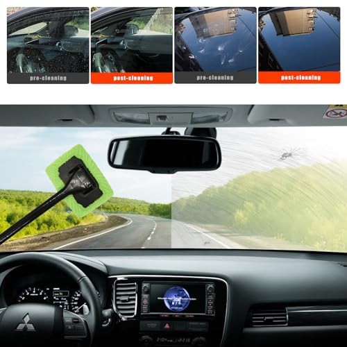 Car Windshield Cleaning Tool, Microfiber Auto Window Cleaner Set with 4