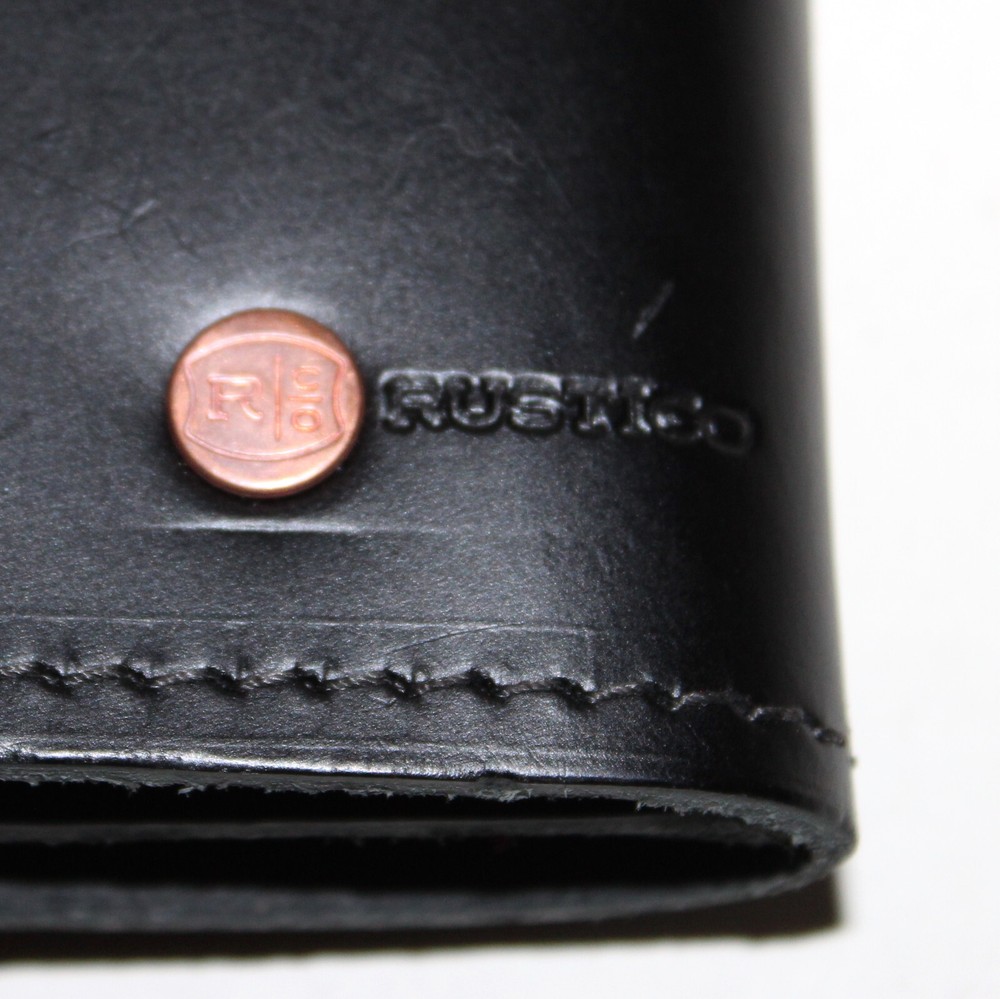 Rustico Sidekick Black Leather tri-fold handmade pouch cord organizer wallet