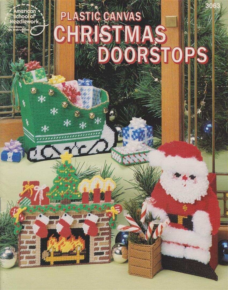 OOP!!!PLASTIC CANVAS CHRISTMAS DOORSTOPS 6 CUTE PROJECTS!!!
