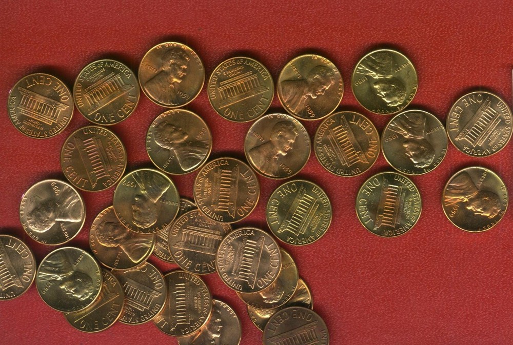 1959-P LINCOLN CENT BU RED ROLL #2