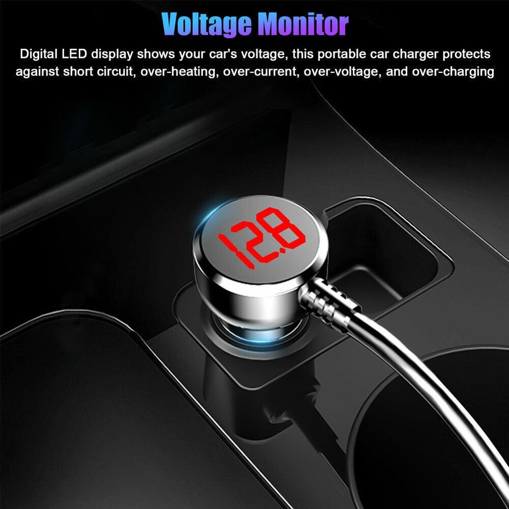 12V 3-Way Car Cigarette Lighter Socket Splitter USB Fast Charger Power Adapter