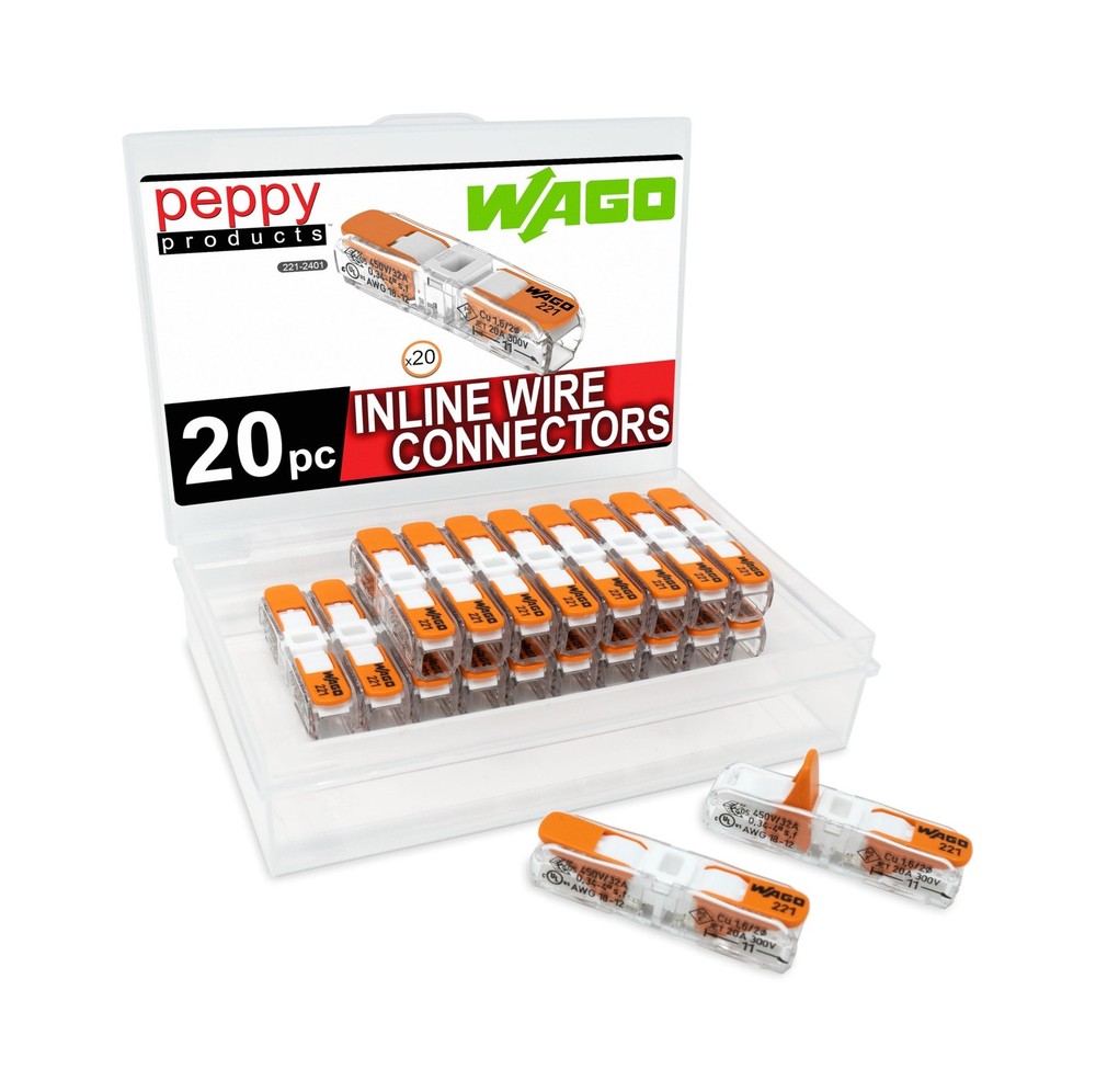 WAGO 221-2401 Lever Nuts Compact Splicing Inline Wire Connectors with Case | ...